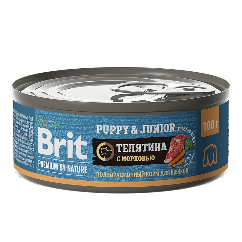 Brit Premium by Nature консервы с телятиной и морковью для щенков всех пород
