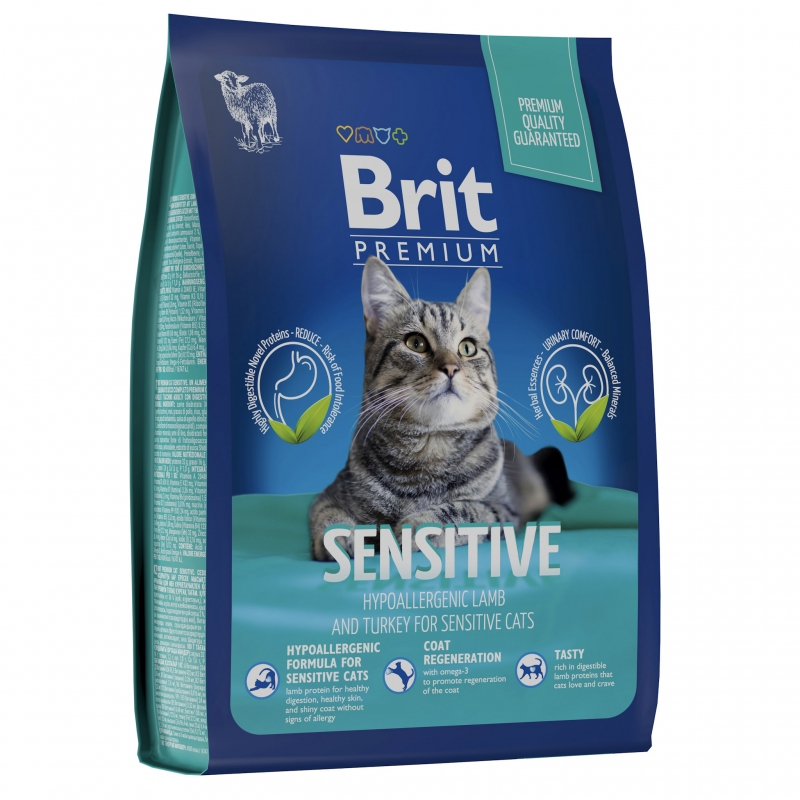 Brit Premium Cat Sensitive с индейкой и ягненком для кошек с чувствительным пищеварением