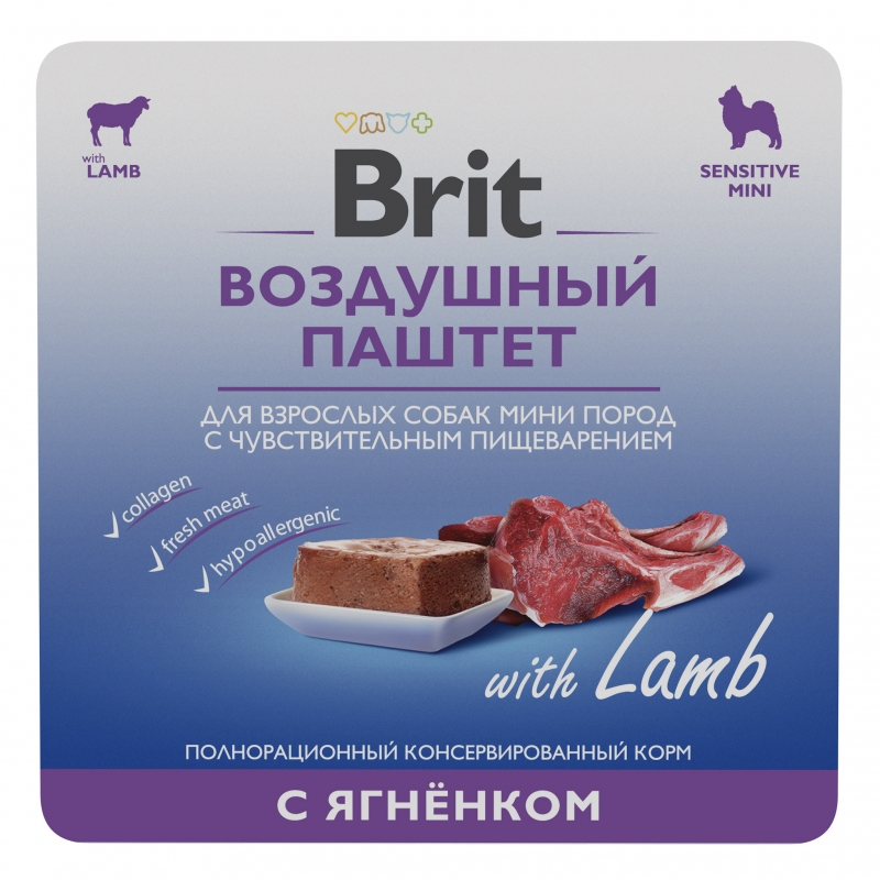 Brit Premium Воздушный паштет с ягненком для взрослых собак мини пород с чувствительным пищеварением