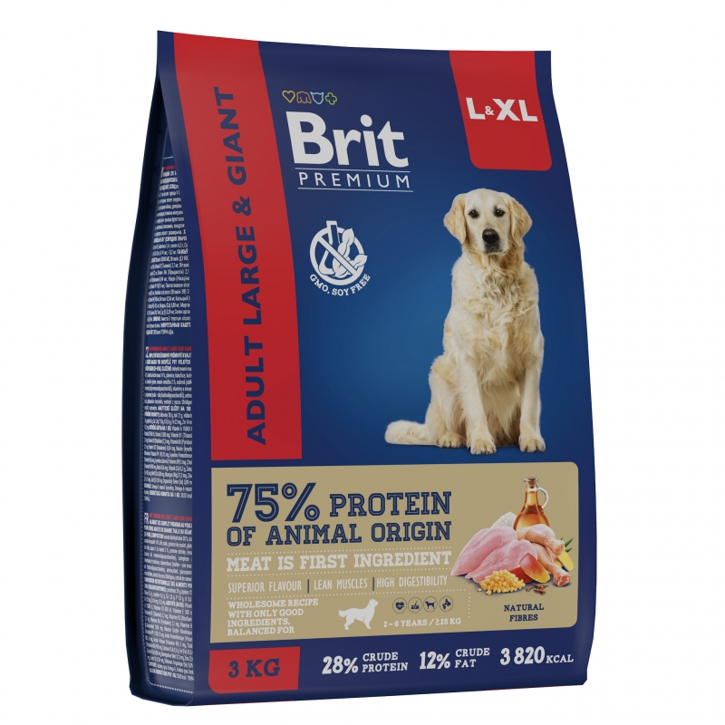 Brit Premium Dog Adult Large and Giant с курицей для взрослых собак крупных и гигантских пород