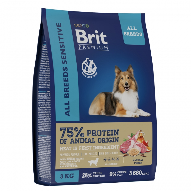 Brit Premium Dog Sensitive с ягненком и индейкой для взрослых собак всех пород с чувствительным пищеварением