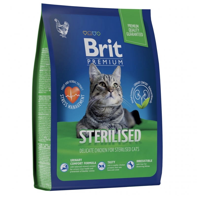 Brit Premium Cat Sterilised Chicken с курицей для стерилизованных кошек