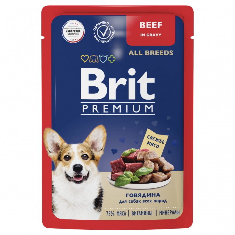 Brit Premium Пауч говядина в соусе для взрослых собак всех пород