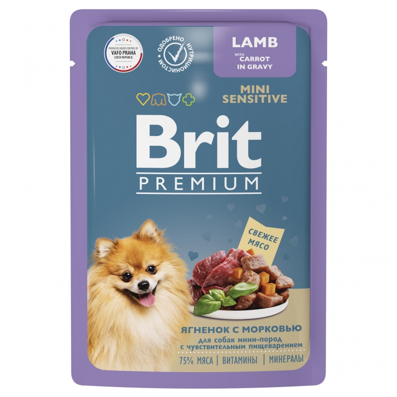 Brit Premium Пауч ягненок с морковью в соусе для собак мини-пород с чyвствительным пищеварением