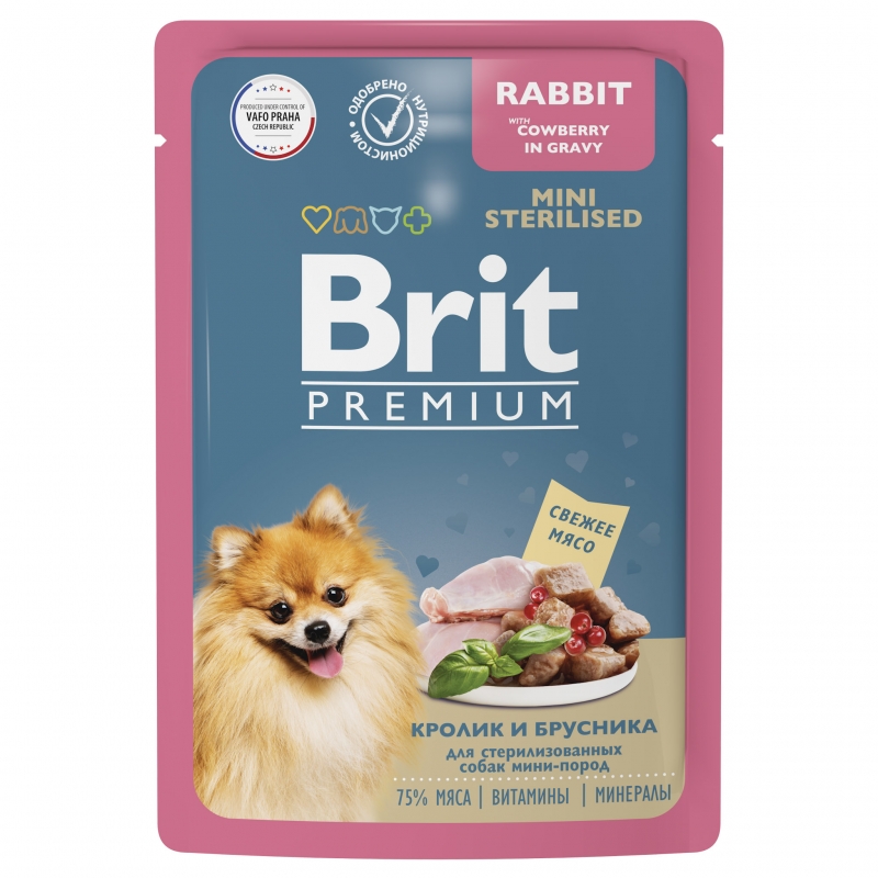 Brit Premium Пауч кролик и брусника в соусе для стерилизованных собак мини-пород
