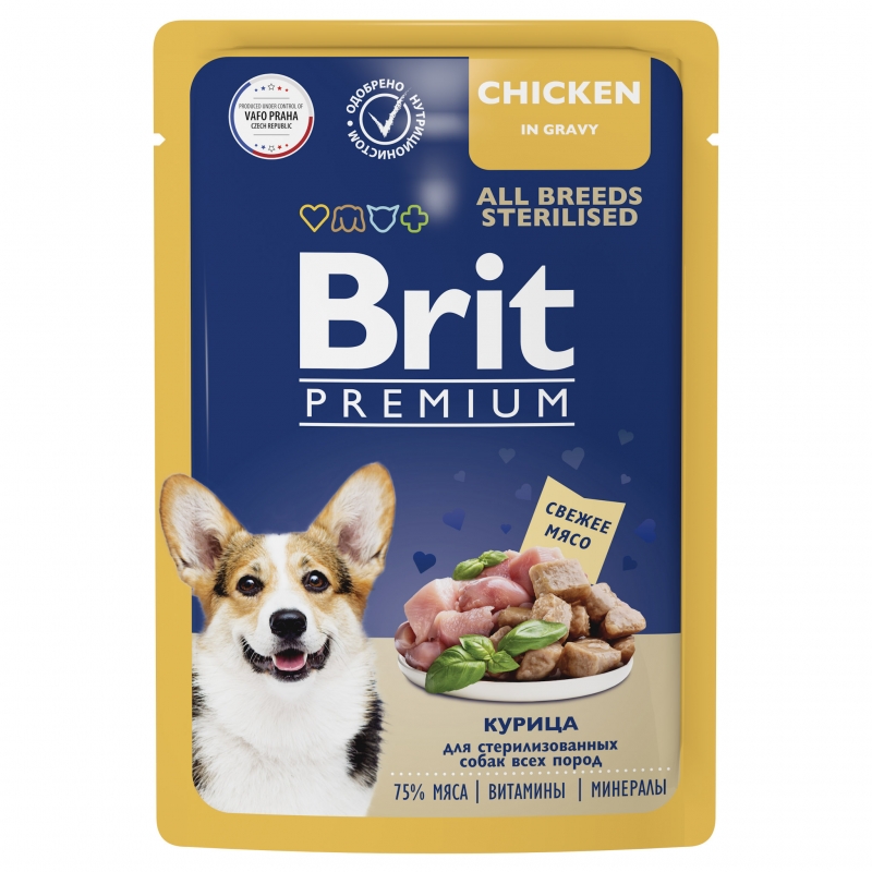 Brit Premium Пауч курица в соусе для взрослых стерилизованных собак всех пород