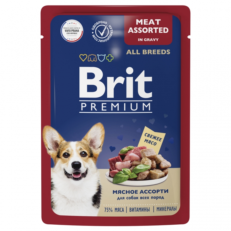 Brit Premium Пауч мясное ассорти в соусе для взрослых собак всех пород