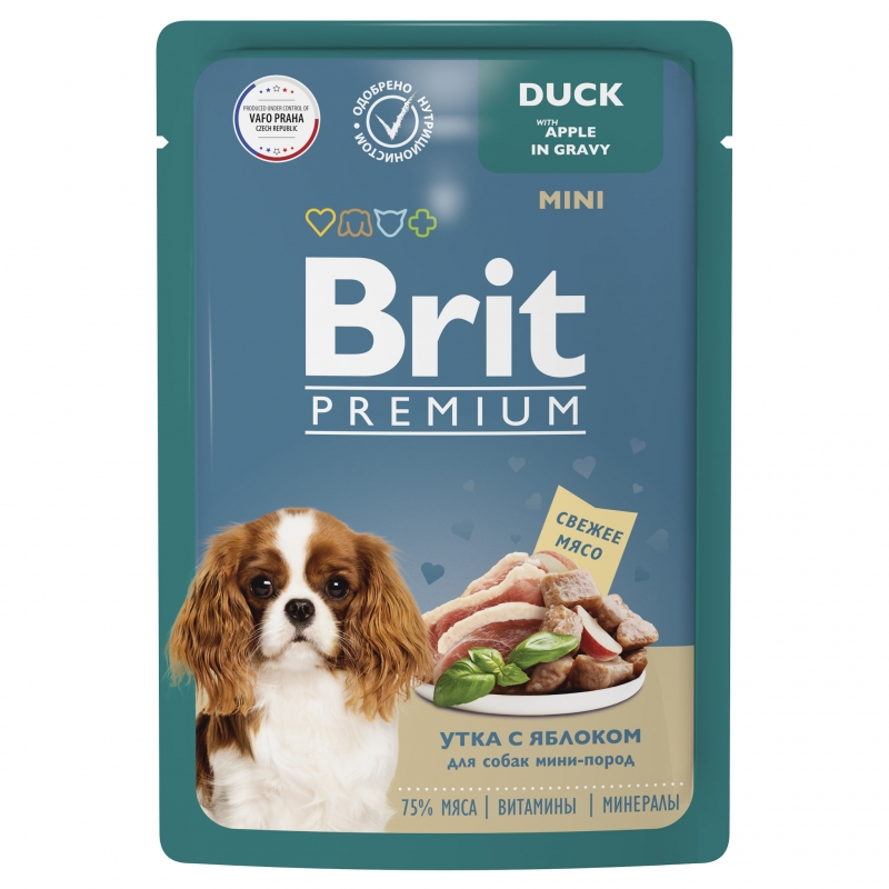 Brit Premium Пауч утка с яблоком в соусе для взрослых собак мини-пород