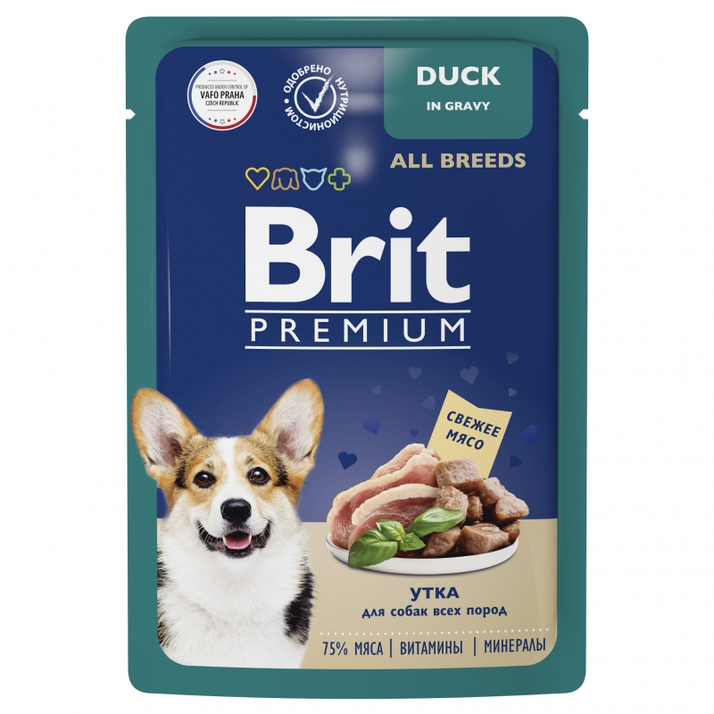 Brit Premium Пауч утка в соусе для взрослых собак всех пород