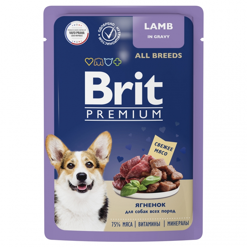 Brit Premium Пауч ягненок в соусе для взрослых собак всех пород