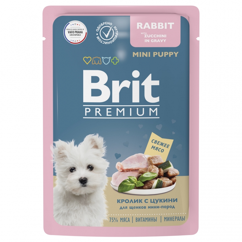 Brit Premium Пауч кролик с цукини в соусе для щенков мини-пород