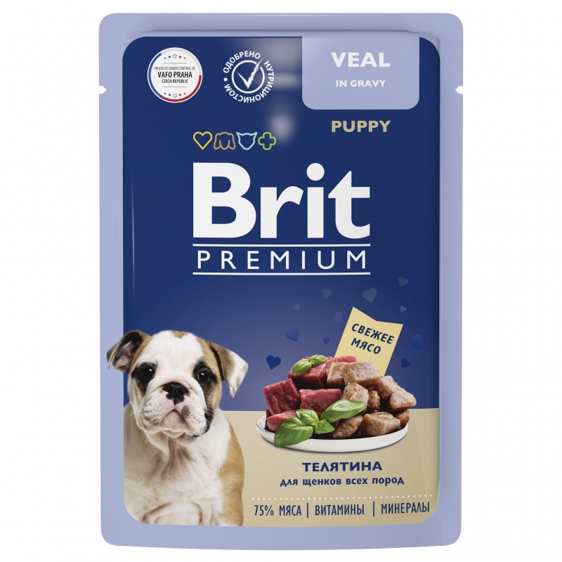Brit Premium Пауч телятина в соусе для щенков всех пород