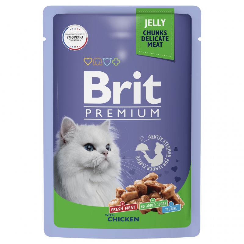 Brit Premium Пауч цыпленок в желе для взрослых кошек