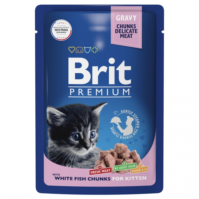 Brit Premium Пауч белая рыба в соусе для котят