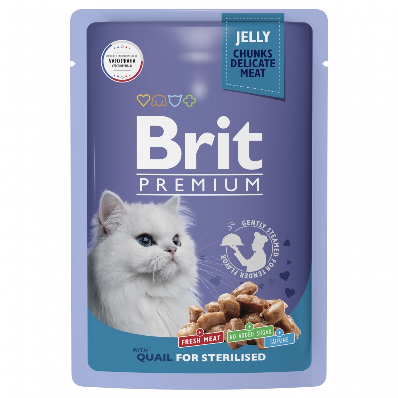 Brit Premium Пауч перепелка в желе для взрослых стерилизованных кошек