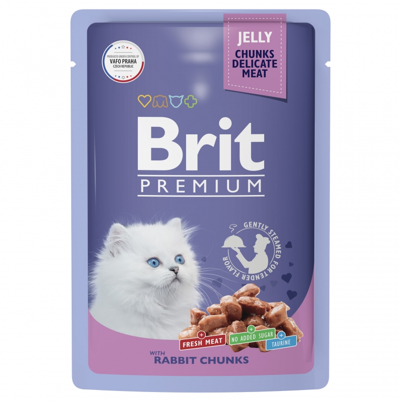 Brit Premium влажный корм для котят кролик в желе
