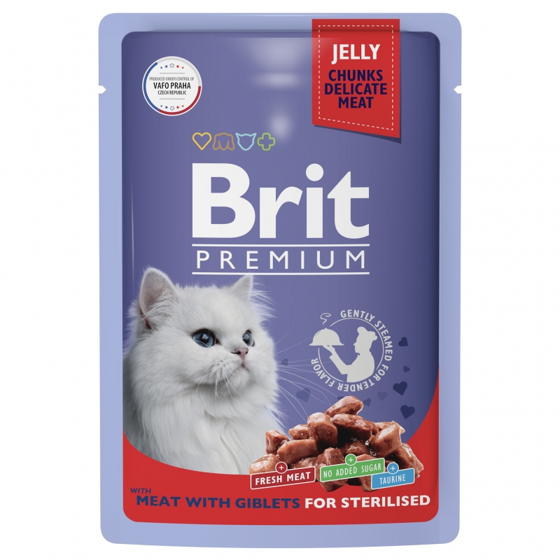 Brit Premium Пауч мясное ассорти с потрошками для взрослых стерилизованных кошек