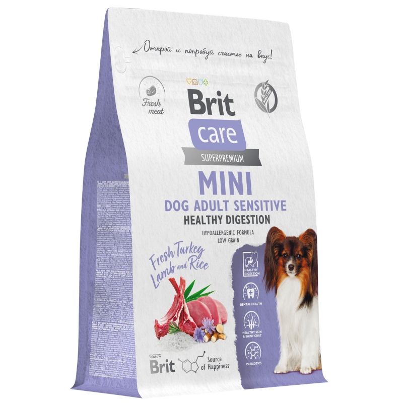 Brit Care Mini Superpremium Dog adult sensitive с индейкой и ягненком для взрослы собак мини пород