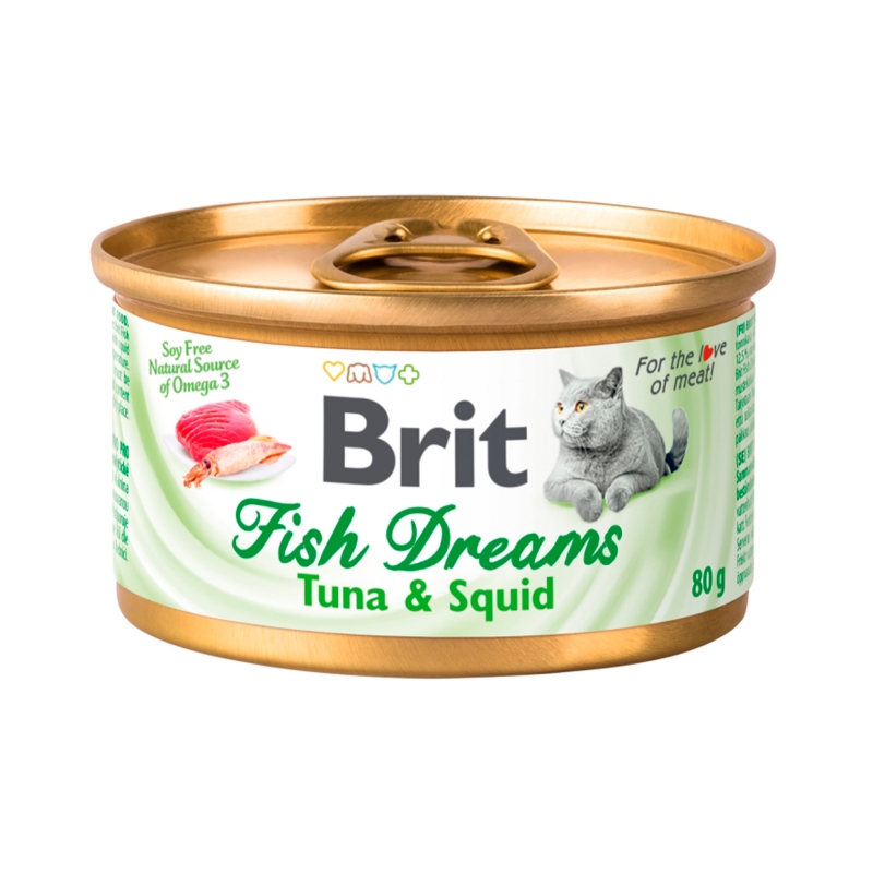 Консервы суперпремиум класса для кошек BRIT Сare Fish Dreams с тунцом и кальмаром