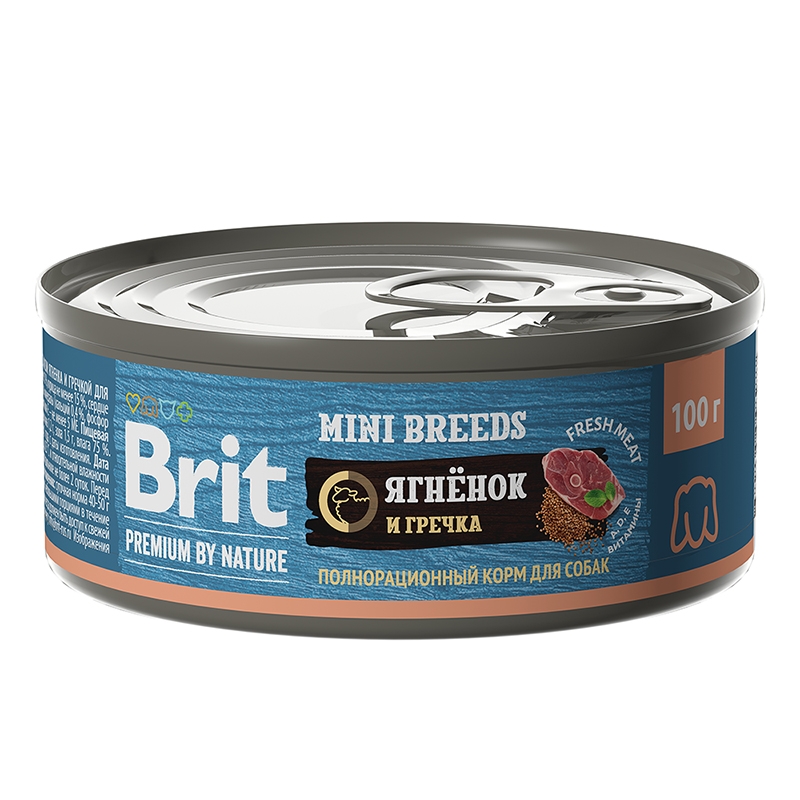 Brit Premium by Nature консервы с ягненком и гречкой для взрослых собак мелких пород
