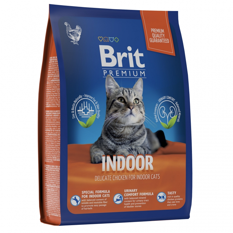 Brit Premium Cat Indoor с курицей для кошек домашнего содержания
