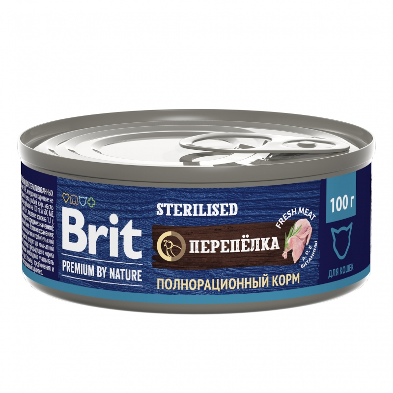 Brit Premium by Nature консервы с мясом перепёлки для стерилизованных кошек