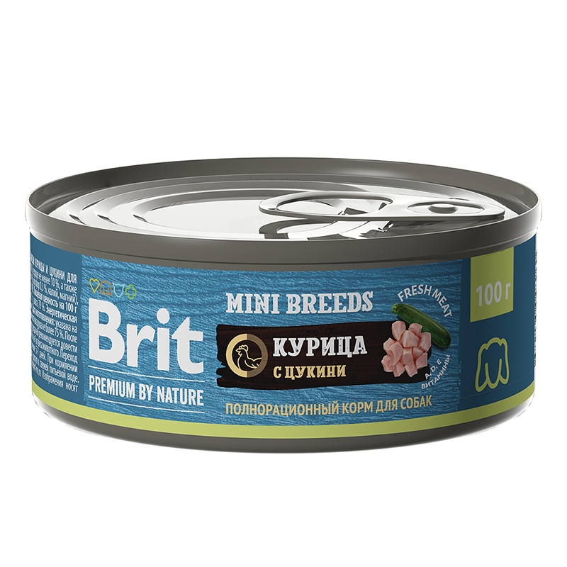 Brit Premium by Nature консервы с  курицей и цукини для взрослых собак мелких пород