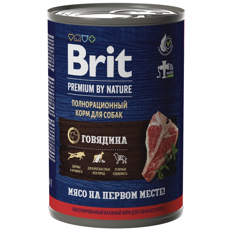 Brit Premium by Nature консервы с говядиной для взрослых собак всех пород