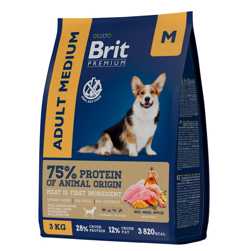 Brit Premium Dog Adult Medium с курицей для взрослых собак средних пород