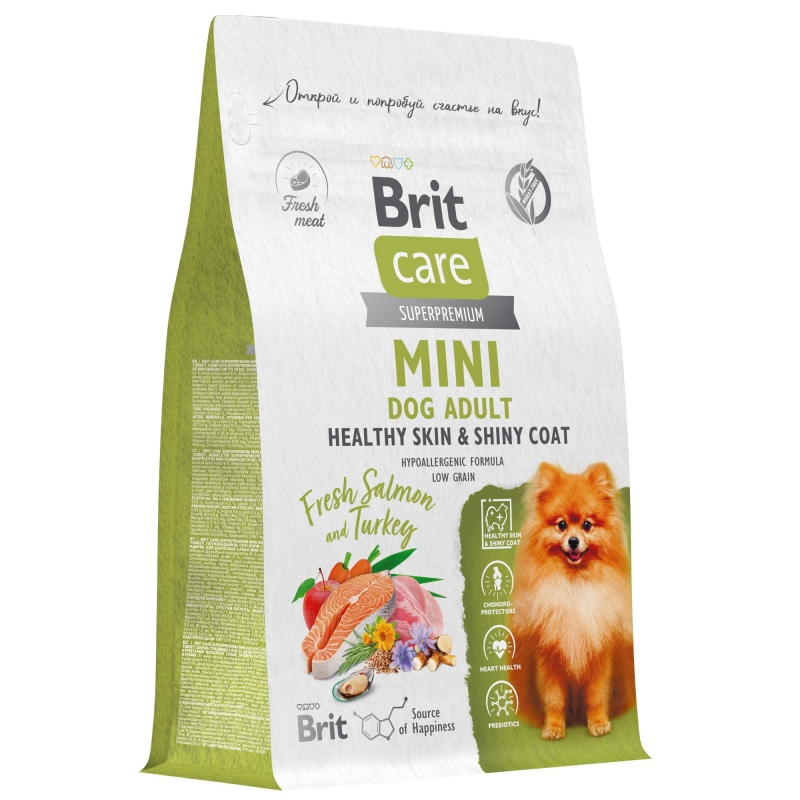 Brit Care Mini Superpremium Dog adult healthy skin с индейкой для взрослых собак мини пород
