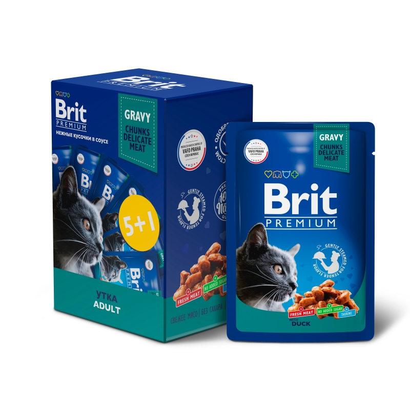 Brit Premium Пауч 5+1 утка в соусе для взрослых кошек